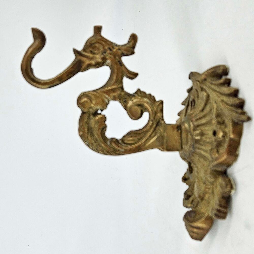 Vintage Brass Dragon Griffin Coat Hook Ornate Wall Mount Decor - Picture 3 of 4